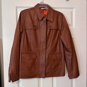 Isaac Mizrahi- Genuine leather jacket, Brown, Size Medium